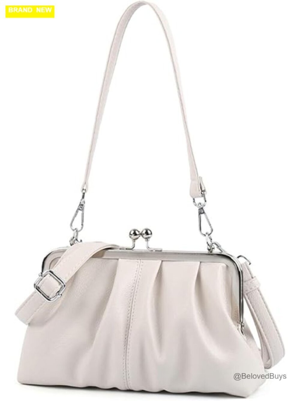PU Leather Kiss Lock Hobo Crossbody Bag Shoulder Handbag Tote Purse